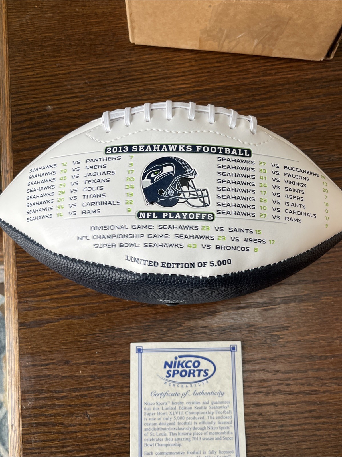 Seattle Seahawks Super Bowl XLVIII Champions Football Limited Edition COA! NIB
