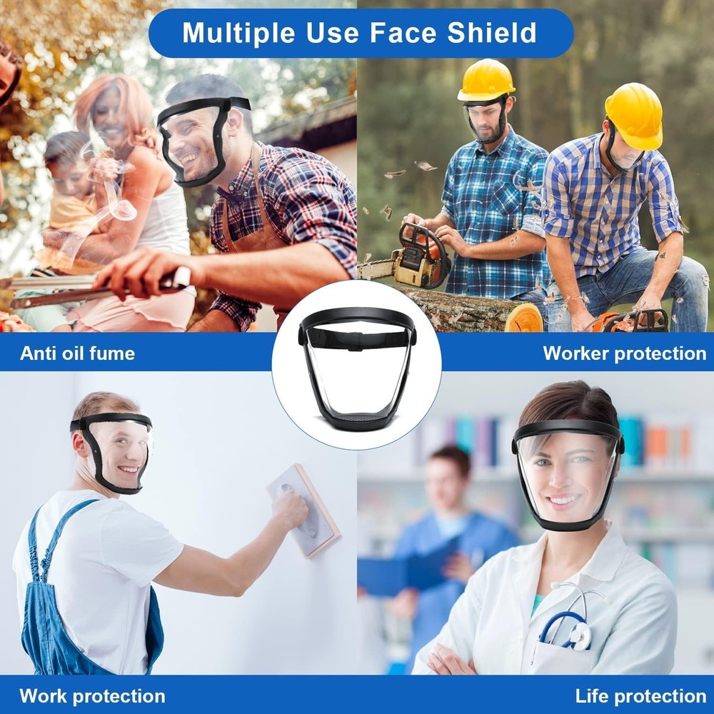 Durable 2 Pack Transparent Face Shield with Ergonomic Design - For Everyday Use