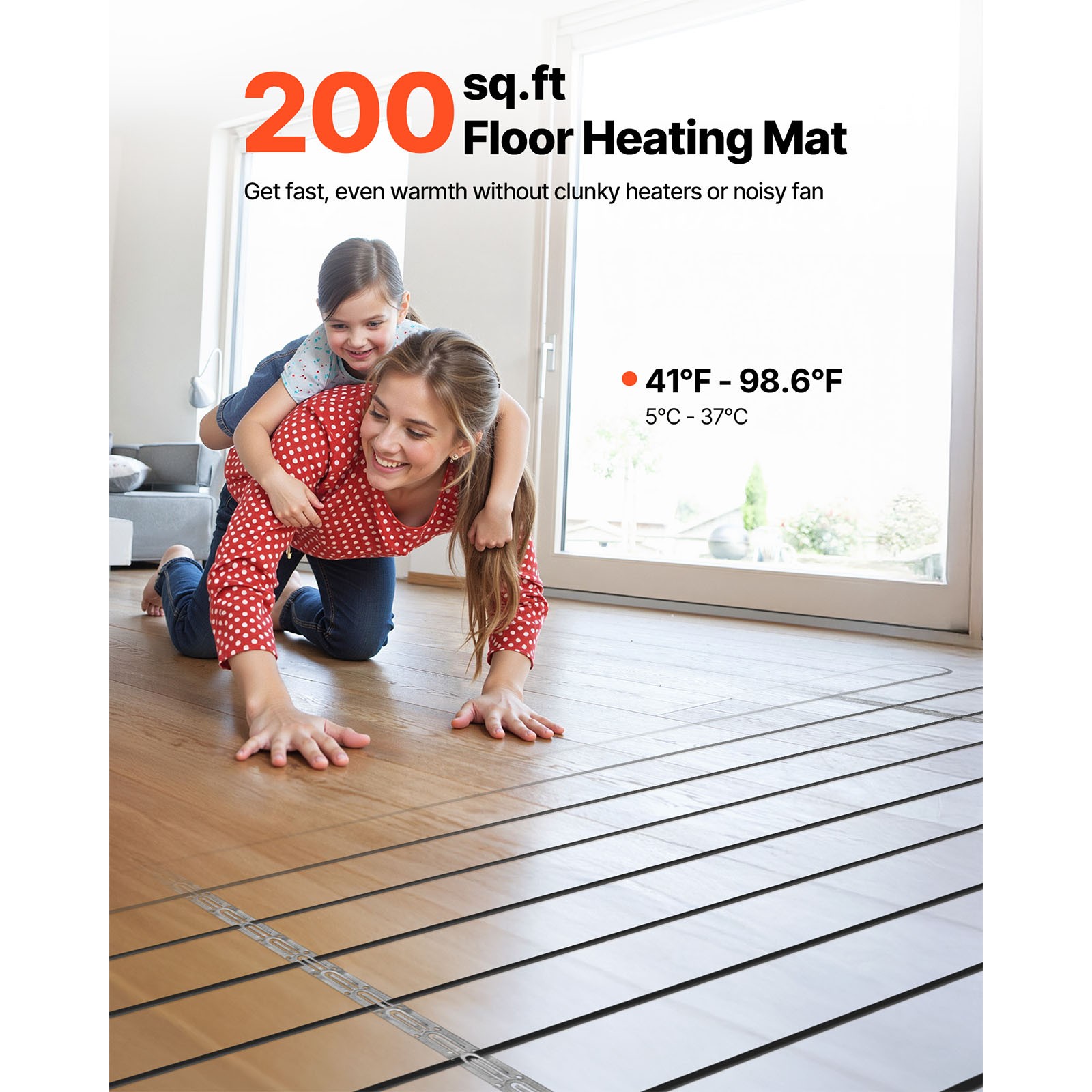 200 sqft Underfloor Heating Cable Kit 240V Electric Radiant with Alarm
