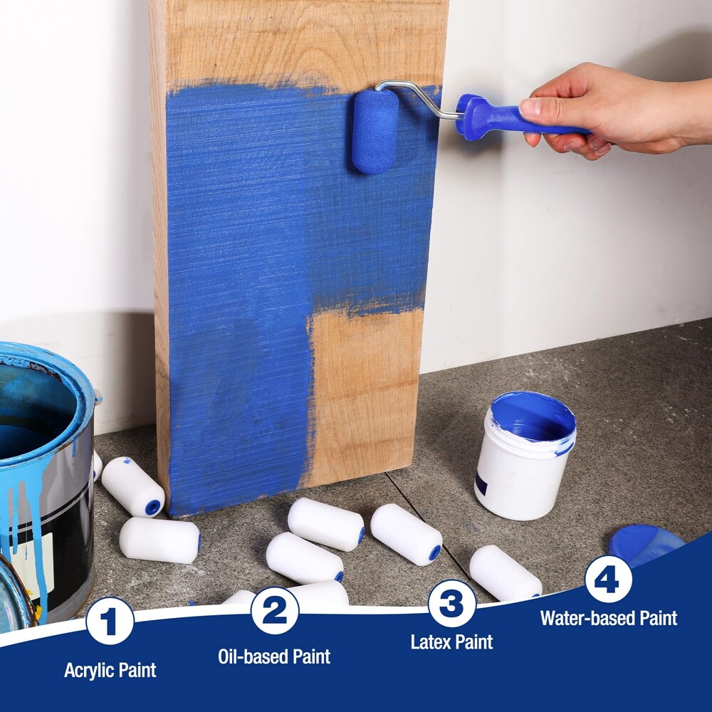 WORKPRO 12-Pack Foam Paint Roller 2.5" Mini Paint Roller Small Paint Roller Kits