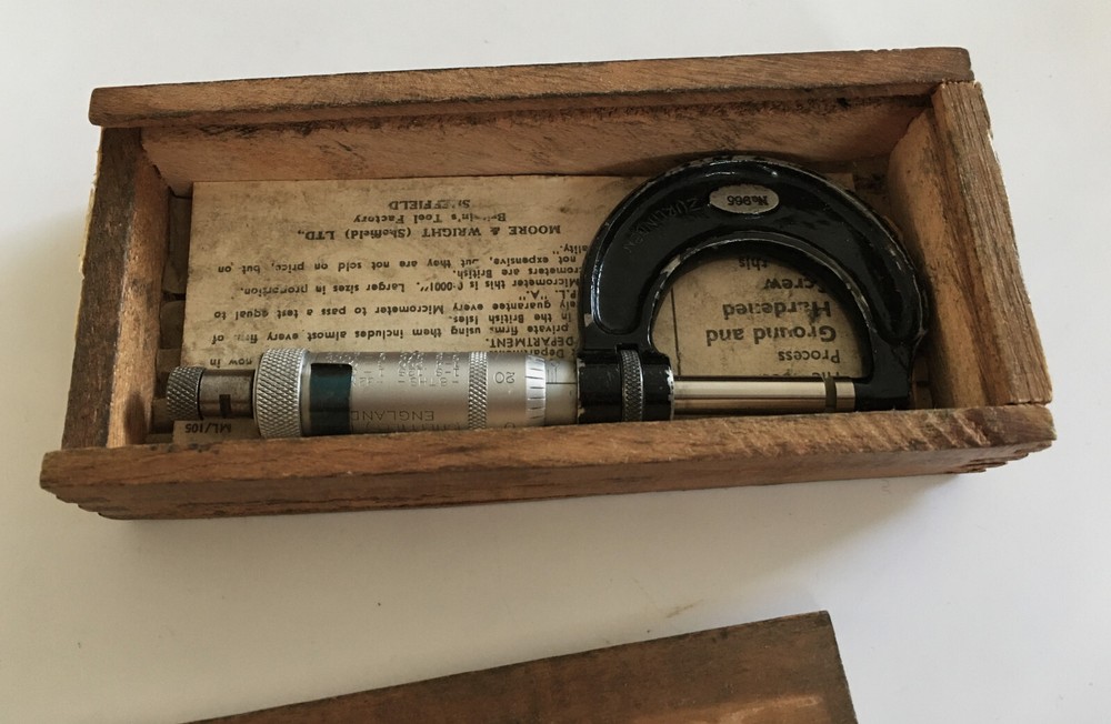 Vintage Boxed, ‘Moore & Wright’ Micrometer No. 965