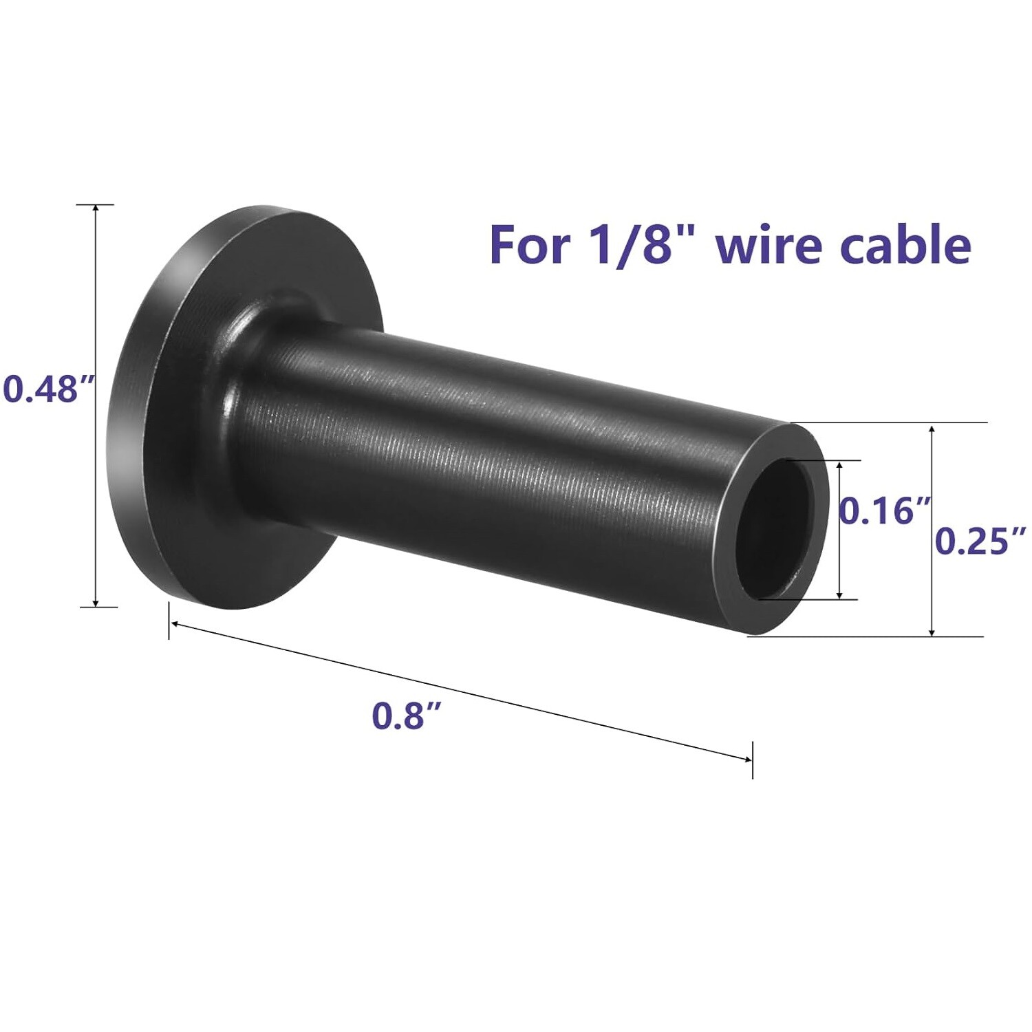 T316 Black Stainless Steel Protector Sleeve for 1/8" & 3/16“ Cable Railing