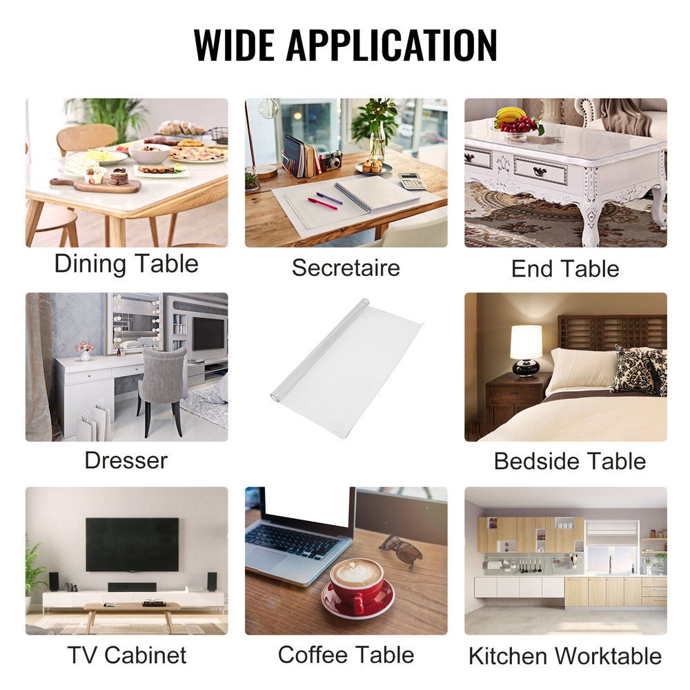 Clear Transparent PVC Plastic Tablecloth Protector Waterproof Dining Table Cover