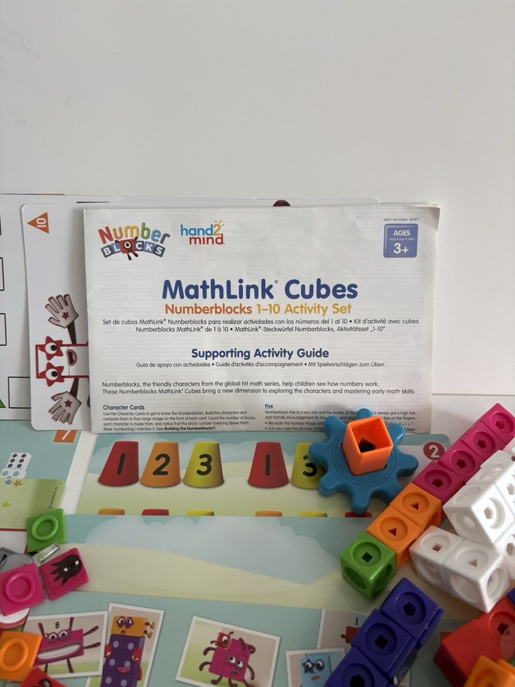 Numberblocks MathLink Cubes 1-10 Activity Set w Cards Mats & Cubes Incomplete