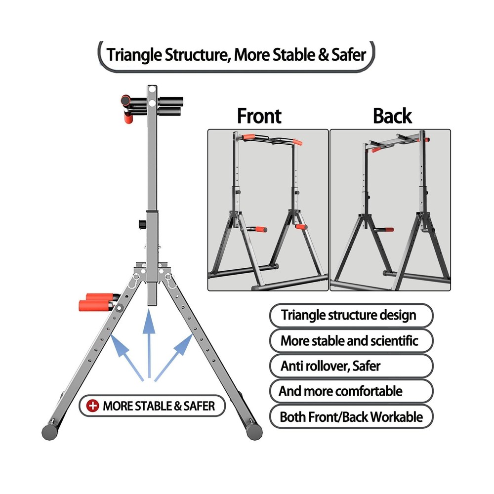 DOBESTS Foldable Power Tower Dip Station Pull Up Bar Station Adjustable Multi...