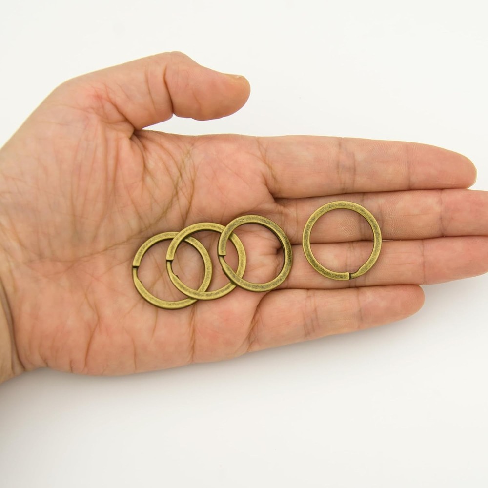20 Pack 1 Inch Flat Split Key Rings Bronze