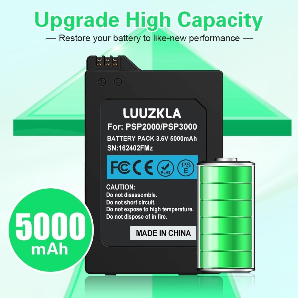 Replacement 5000mAh Battery for PSP 2000/3000 with Optimal Performance Tips