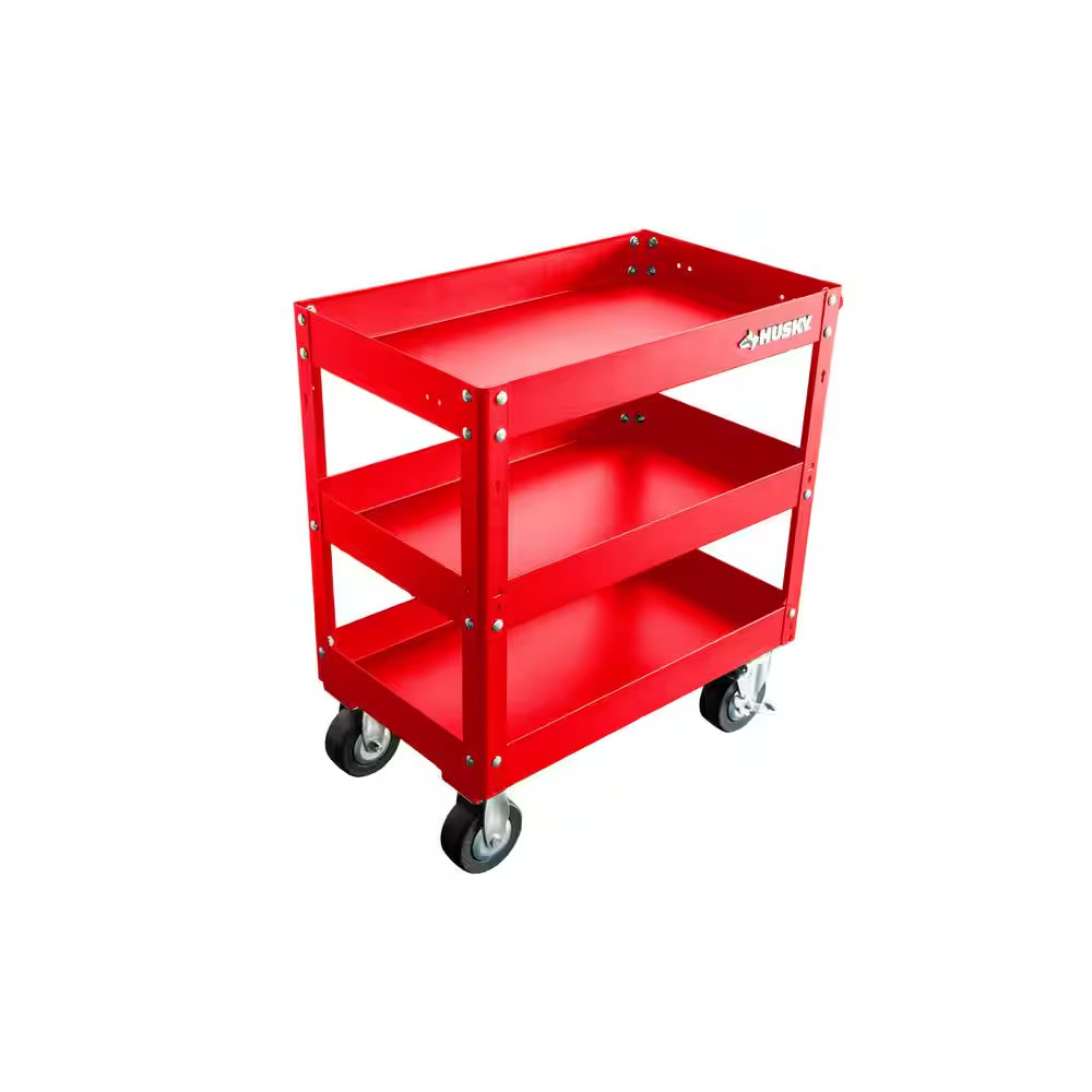 28 In. 3 Tier Cart, Gloss Red