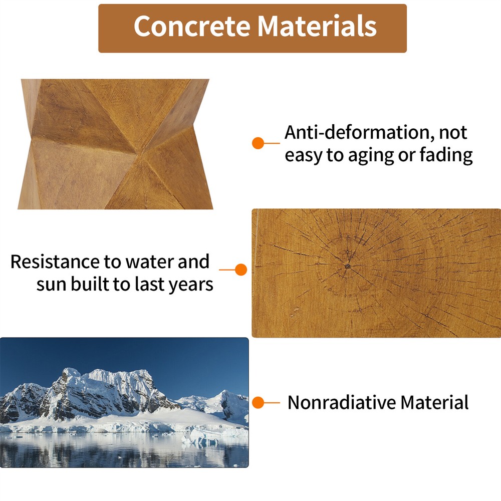 Burlywood Geometric Sofa Side Table for Cafe Coffee End Table Durable Concrete