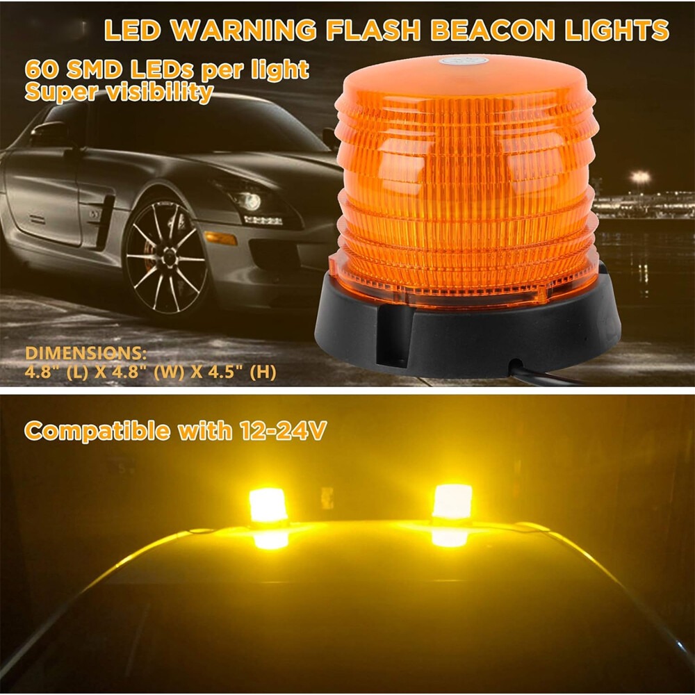 60LED Beacon Strobe light Warning Emergency Light Amber rooftop Small lamps