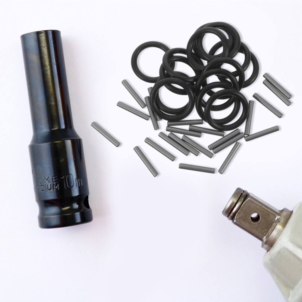 10 Sets Impact Driver Socket Attachment Replacement Rubber Ring And Pin Set