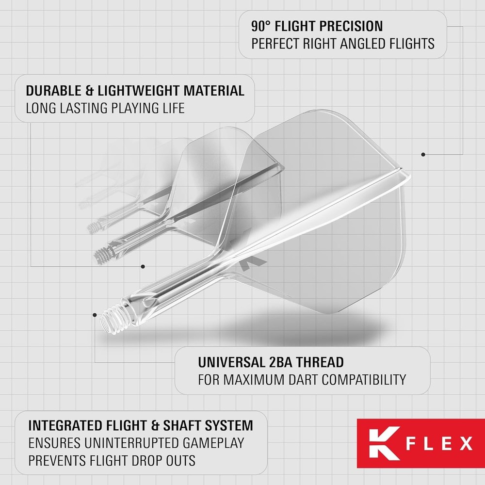 Ultimate Stability – K-Flex Integrated Dart Flights & Shafts, 3 Medium Size
