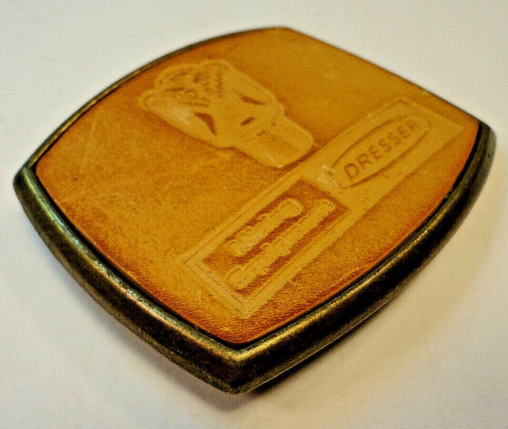 70's Dreeser Leather Belt Buckle Mining Equipment Defuncted
