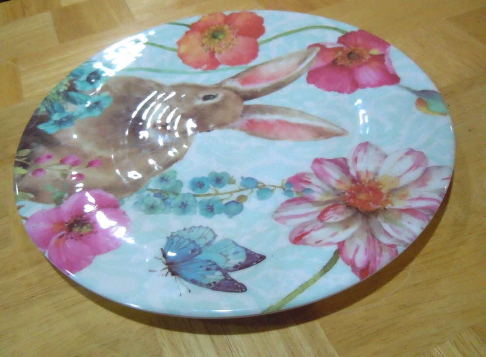 Spring Easter Rabbit 10-3/4" Dinner Plate Melamine