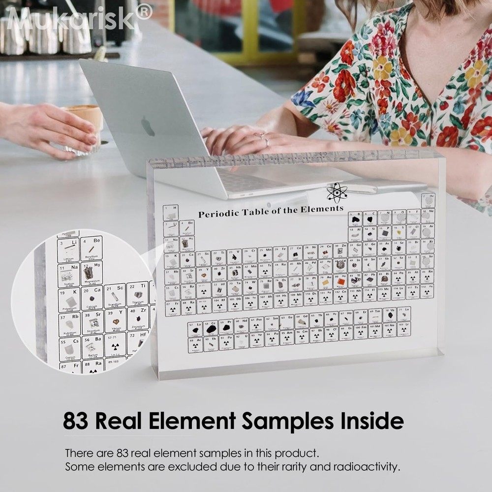 Large Periodic Table with Real Elements Inside 8 Inch Acrylic Periodic Table ...