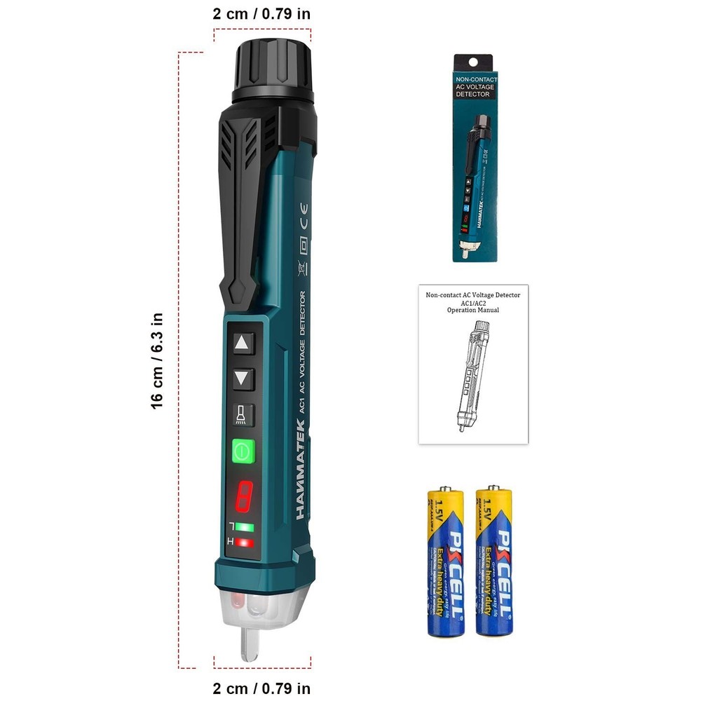 Digital AC Circuit Tester with 9 Adjustable Sensitivity Gears & LED Flashlight