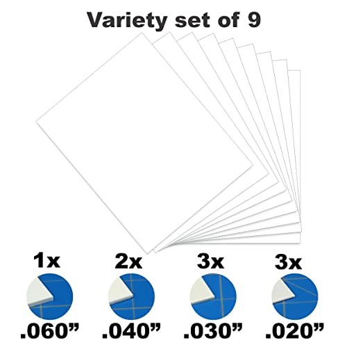 8x10-Inch Polystyrene Craft Sheets - Plasticard - Styrene Variety