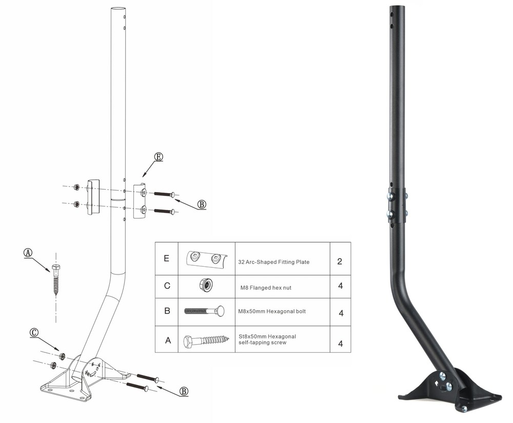 Adjustable Outdoor Antenna Mounting Pole - Universal J Pipe Mount for Antenna...