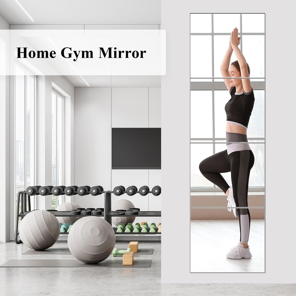 Acrylic Wall Mirror, 4 Pack, 12x12 Inch, Frameless, Modern, Rectangular, Shat...