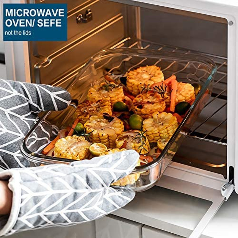 8-Piece Deep Glass Baking Dish Set with Plastic Lids,Rectangular Glass Bakeware