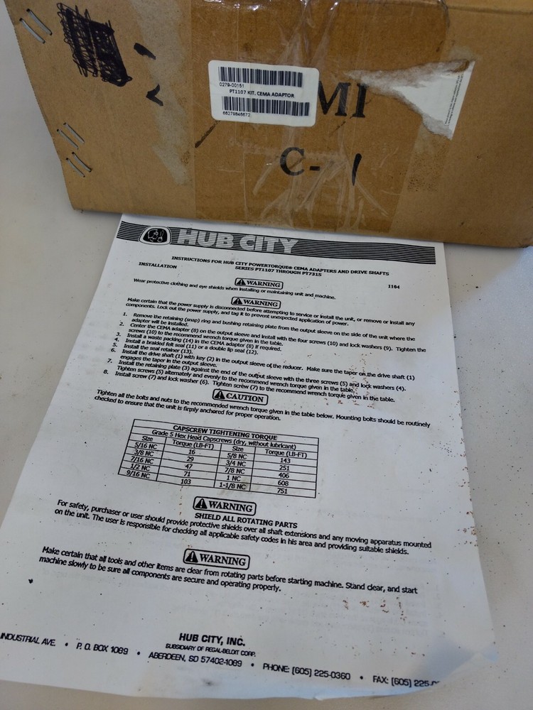 PT1107 kit Cema adapter Hub City