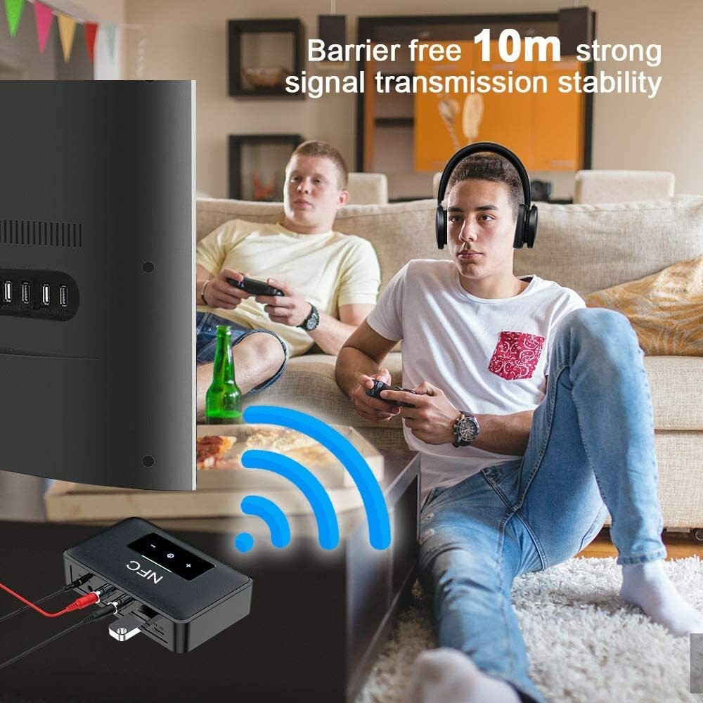 Long Range Bluetooth 5.0 Transmitter Receiver Audio Adapter for TV Home Stereos