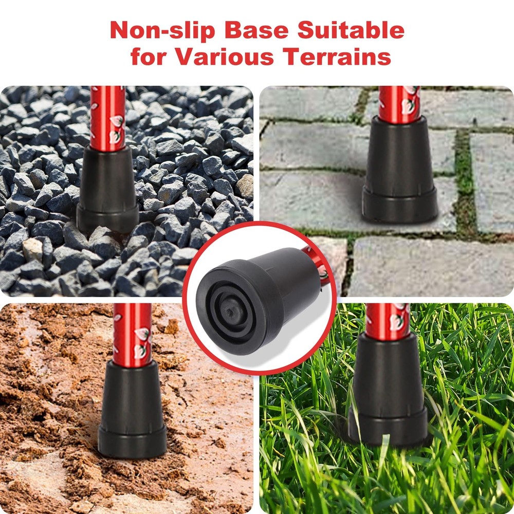 Folding Cane, Portable 5-Level Adjustable Height Walking Stick with Foldable ...