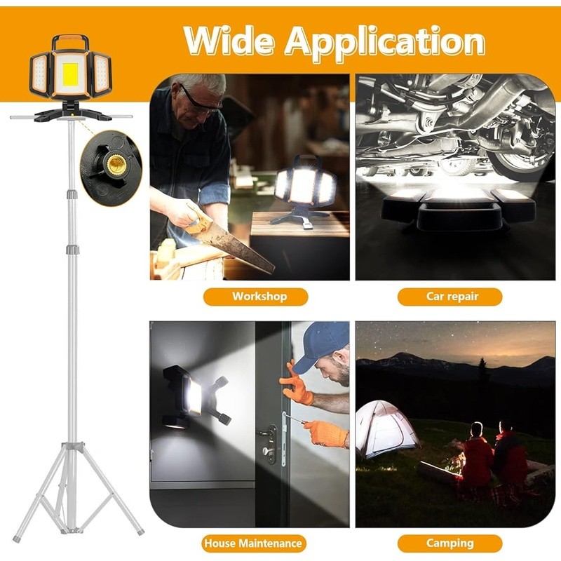 Rechargeable LED Work Light 180° Adjustable Waterproof Battery Powered New