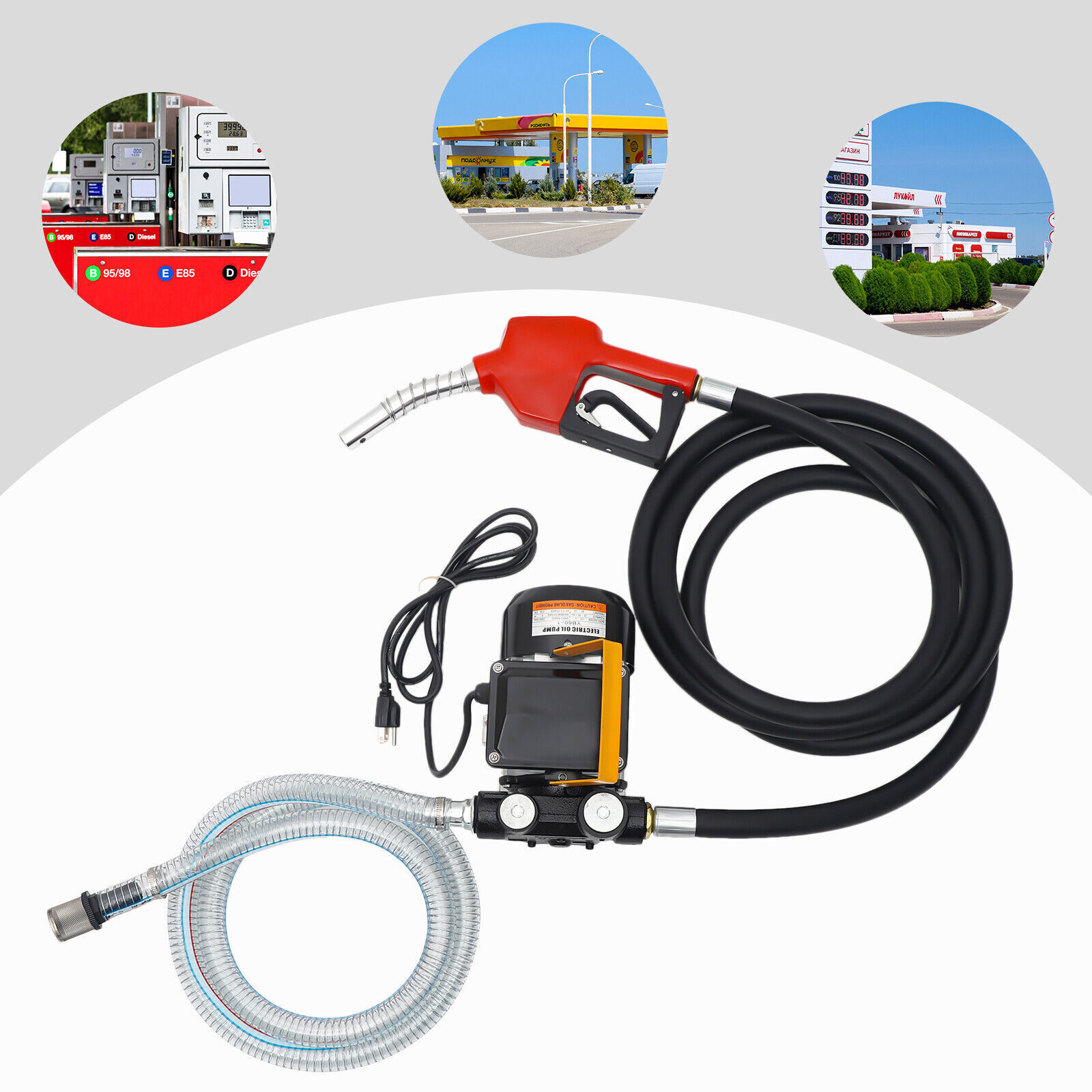 550W 110V Electric Oil Fuel Diesel Gas Transfer Pump W/Meter Hose with Nozzle