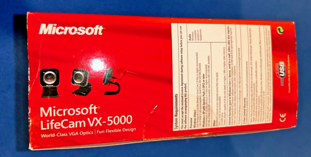 Microsoft LifeCam VX-5000 World Class VGA Optics Web Cam PC-USB