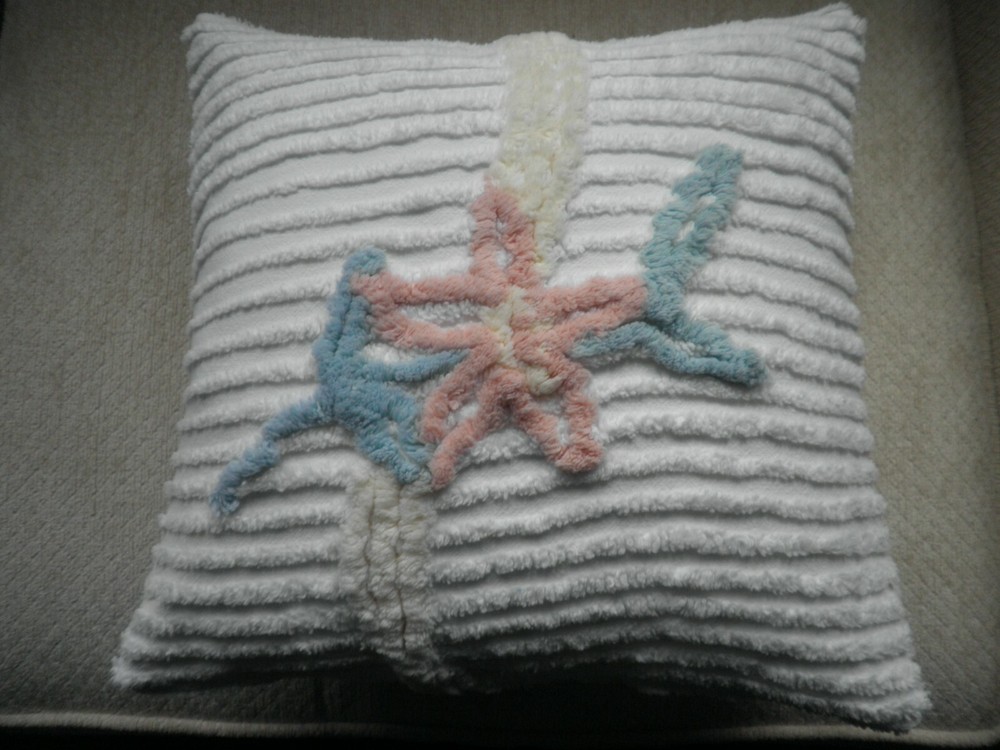 Handmade Pillow Case from Vintage  Chenille Bedspread 12x12