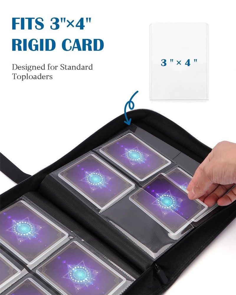 Top Loader Binder 4 Pocket for 144 Toploaders, Side Loading Toploader Binder ...