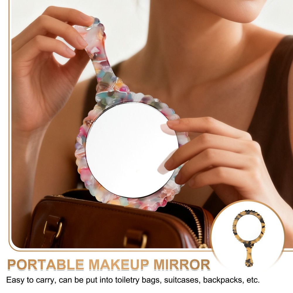 Handheld Mirror, Oval Hand Held Mirror Acetic Acid, Tortoiseshell