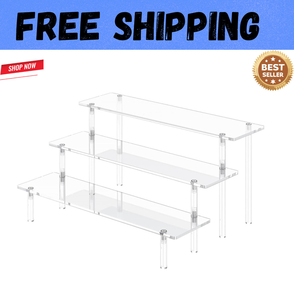 3 Tier Acrylic Display Risers, Large Perfume Organizer Stand, Clear