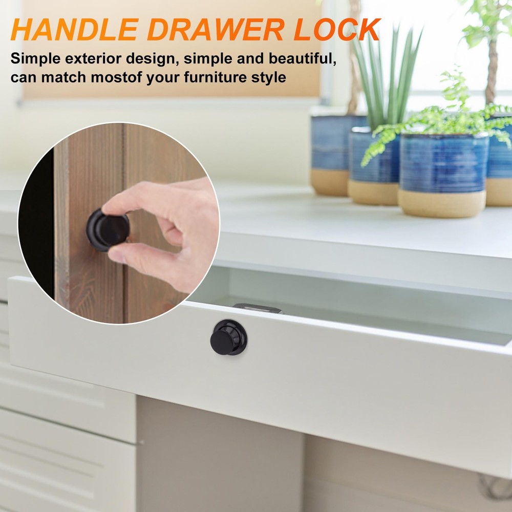 5 Pack Push Button Latch Cabinet Door Catch Keyless Cupboard Locks for Black