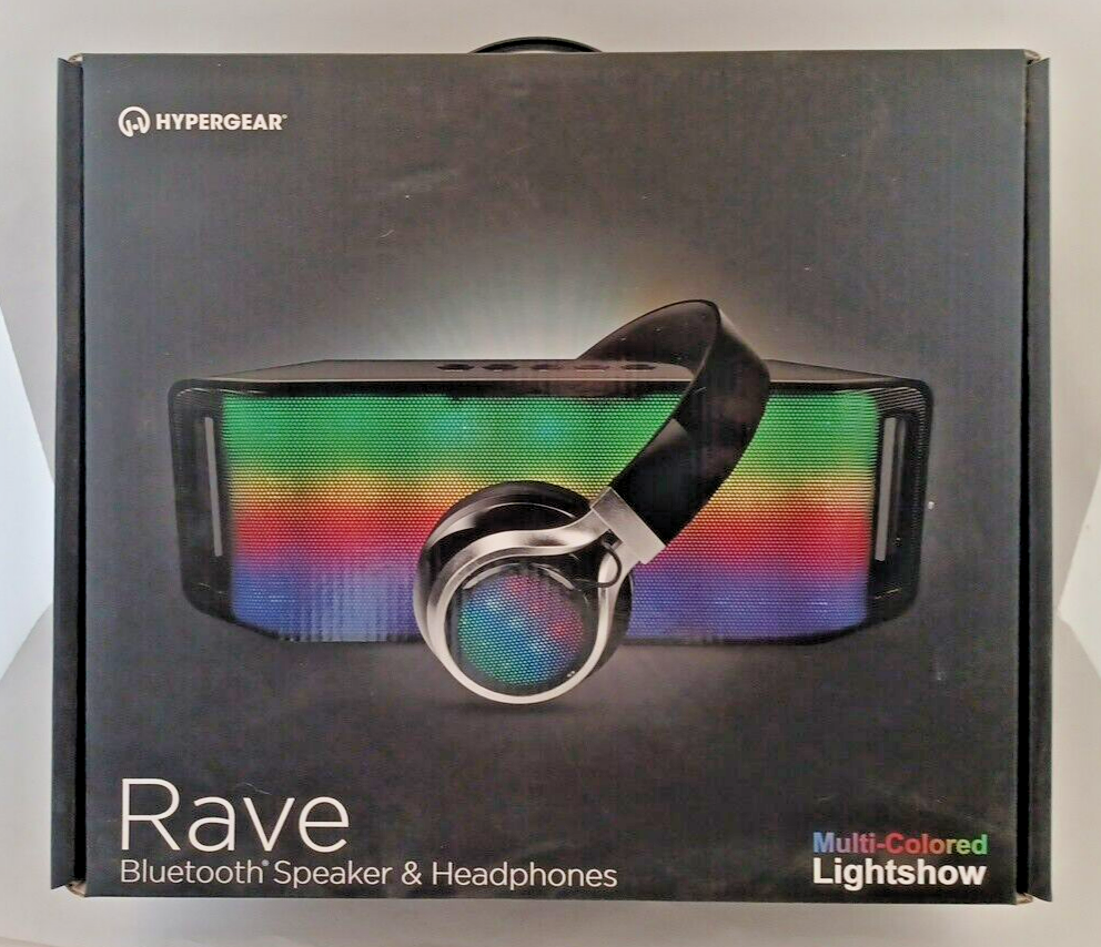 NEW HYPERGEAR RAVE BLUETOOTH SPEAKER & HEADPHONES MULTI-COLORED LIGHTSHOW
