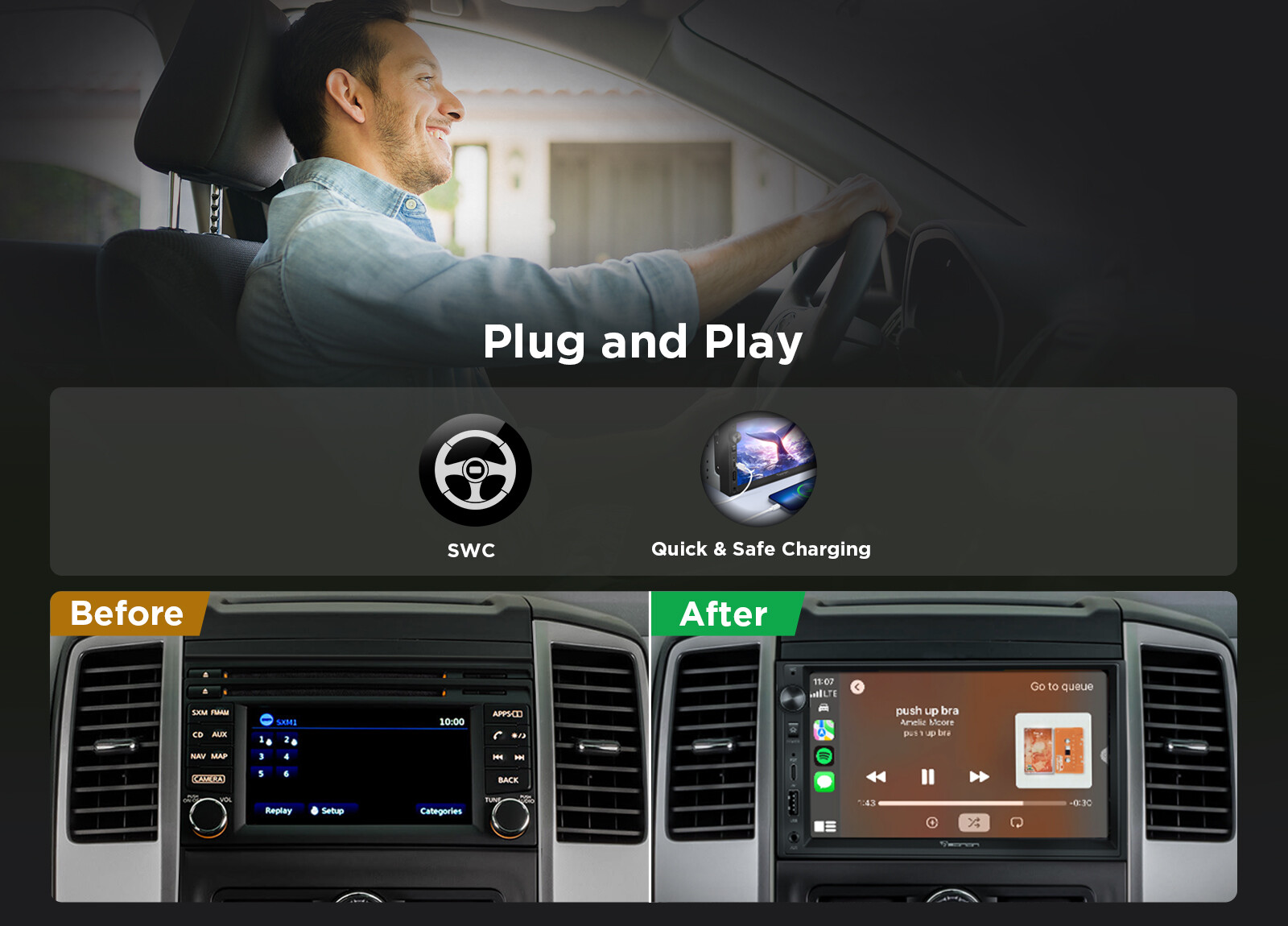 Universal 7" Car Stereo Double DIN Android 13 GPS Navi Navigation CarPlay Radio