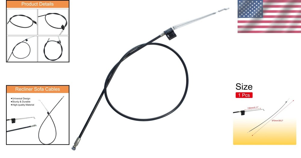Universal 38.2in Metal Release Cable - Durable Replacement for Recliners & Sofas