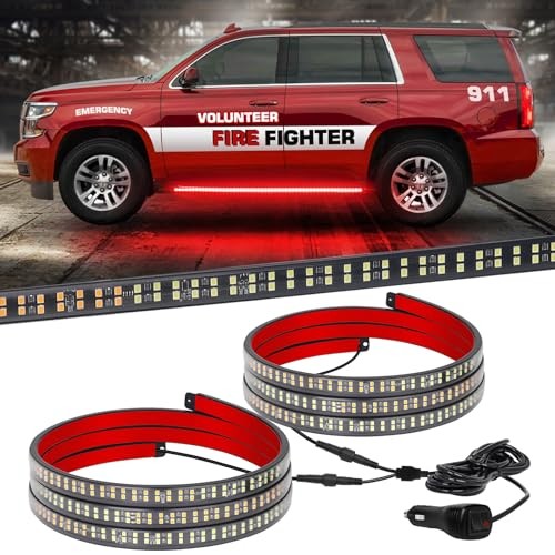 2PCS 60 inch Emergency Lights Strip 720 LED Running Board Strobe Lights Red
