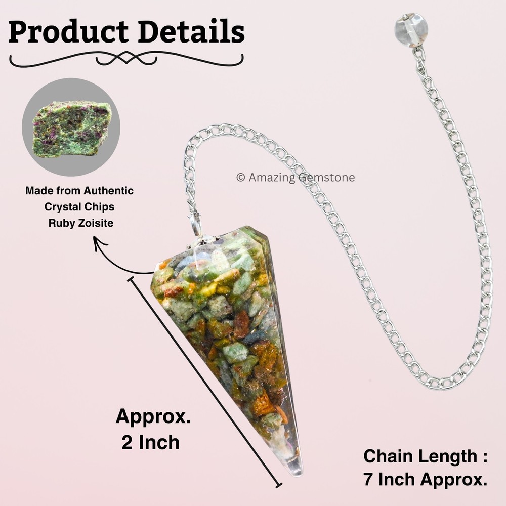 Ruby Zoisite Orgone Crystal Pendulums