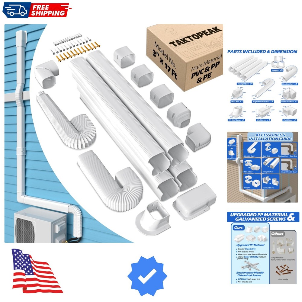 Mini-Split Line Set Cover: 3'' 17 Ft Line Hide for Mini Split Air Conditioner...