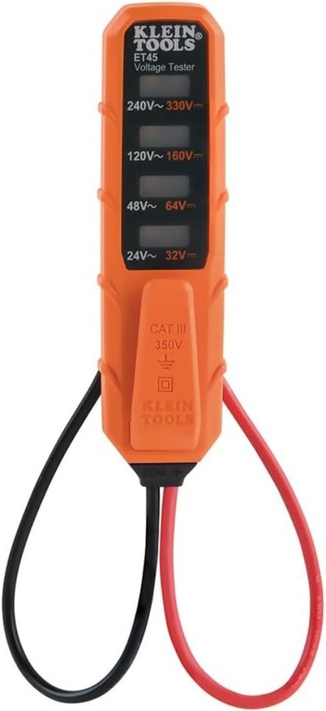 Compact Klein ET45 AC/DC Voltage Tester with Clear LED Indicators, No Batteries