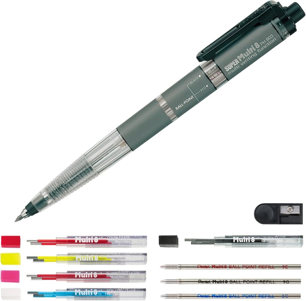 Pentel Super Multi 8 Automatic Mechanical Pencil Set (PH803ST)