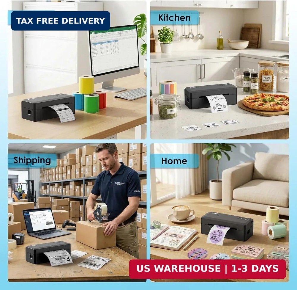 Shipping Thermal Label Printer, 4x6 Portable Label Printer,Bluetooth Label Maker