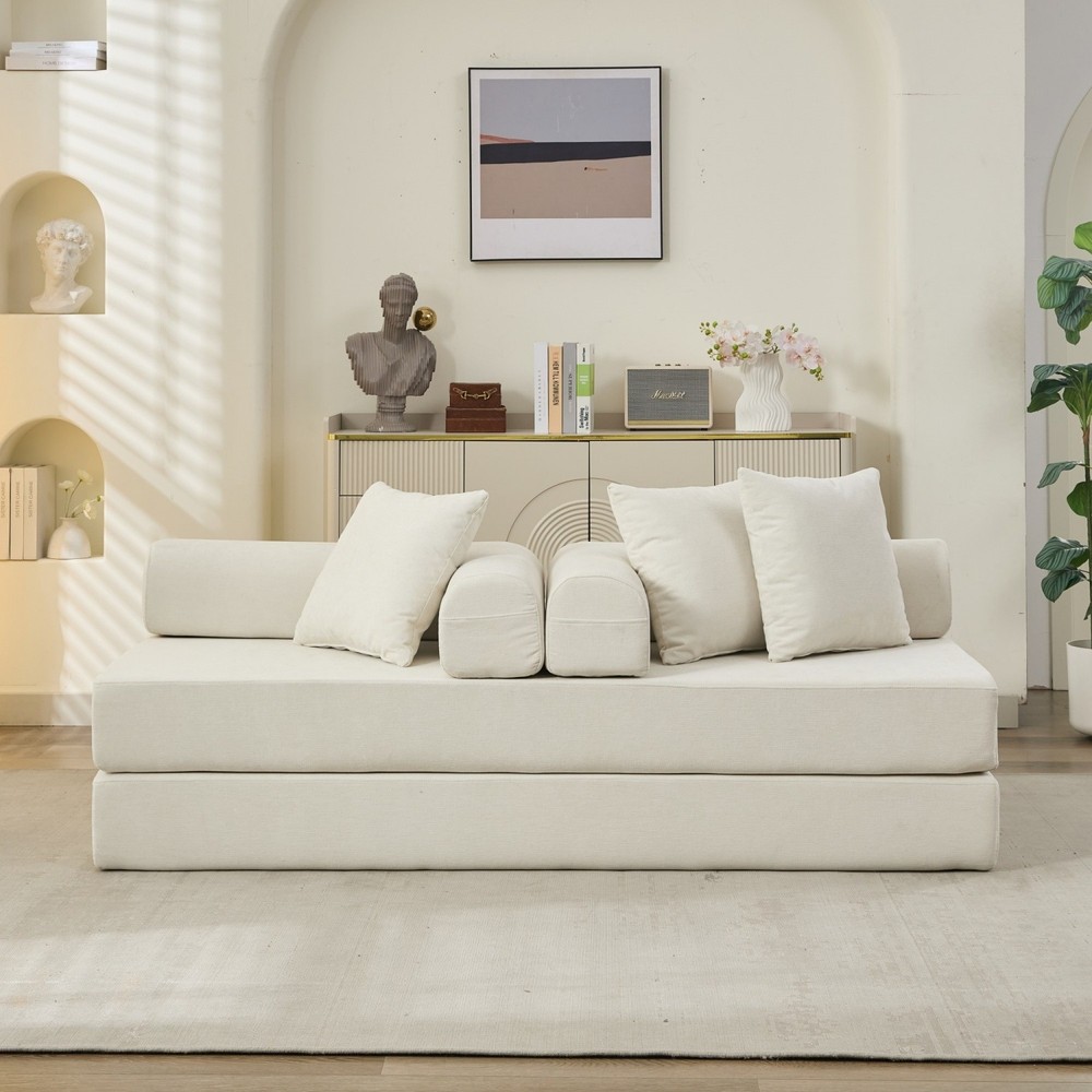 Convertible Sleeper Sofa Bed Floor Couch Sofa Chairs Folding Sofa Bed w/ Pillows