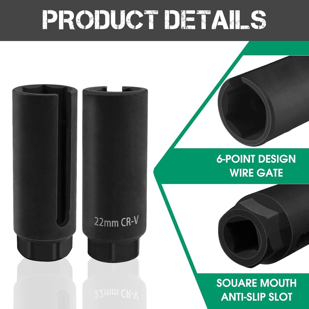 Oxygen Sensor Socket 22mm 7/8 in, 1/2 in Drive O2 Removal Tool,...