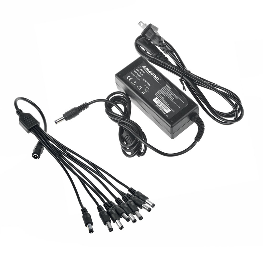 12V 5A AC Adapter & 8 Way Splitter For LOREX 12VDC Security Camera CS-1202000