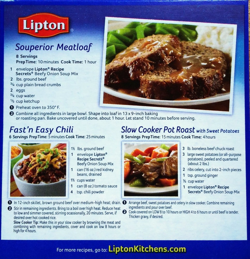Lipton Recipe Secrets Beefy Onion Mix, 2.2 oz Box