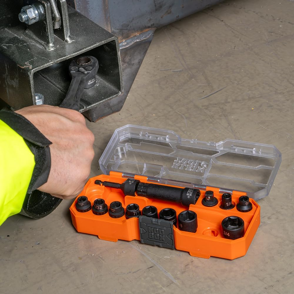 KNECT 15-Piece Impact Rated Pass through Socket Set with Modbox Case, Sockets