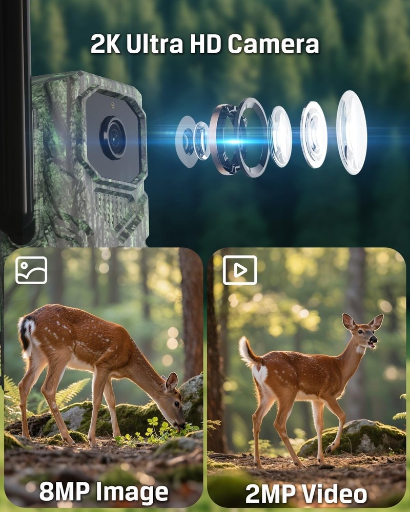 Waterproof 4G Cellular Trail Camera - 2K Day & Night Vision, Instant Alerts